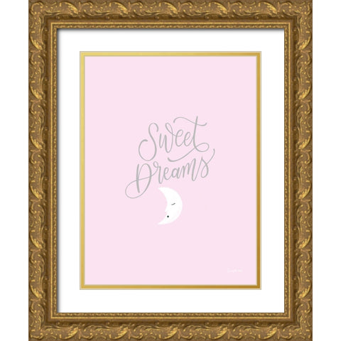 Sweet Dreams Pink v2 Gold Ornate Wood Framed Art Print with Double Matting by Thorns, Becky