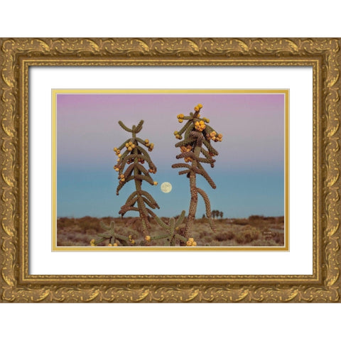 Desert Moonrise Gold Ornate Wood Framed Art Print with Double Matting by Larson, Nathan