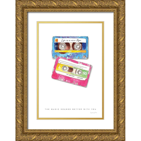 Mixtape Love Gold Ornate Wood Framed Art Print with Double Matting by Charro, Mercedes Lopez