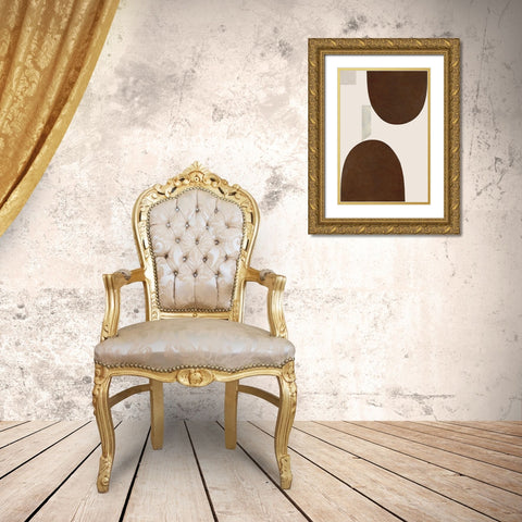 Half Domes II Brown No Border Gold Ornate Wood Framed Art Print with Double Matting by Wild Apple Portfolio