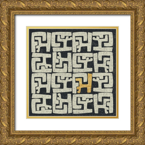 Kuba Play II Gold Gold Ornate Wood Framed Art Print with Double Matting by Warrick, Cheryl