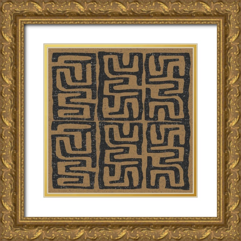 Kuba Play III Brown Gold Ornate Wood Framed Art Print with Double Matting by Warrick, Cheryl