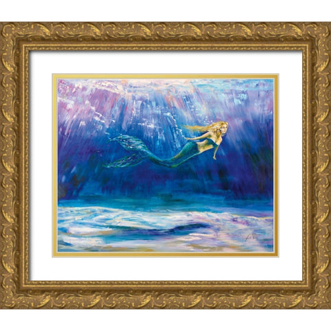 Out for a Swim Gold Ornate Wood Framed Art Print with Double Matting by Vertentes, Jeanette