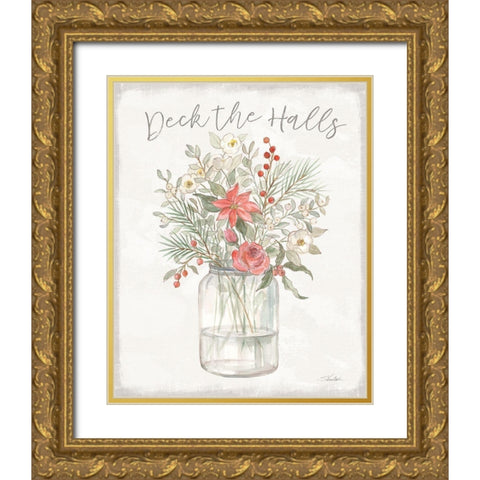 Woodland Christmas V Gold Ornate Wood Framed Art Print with Double Matting by Vassileva, Silvia