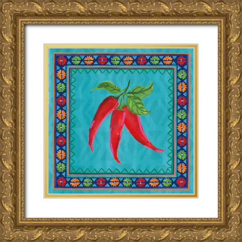Mucho Caliente I Gold Ornate Wood Framed Art Print with Double Matting by Zaman, Farida