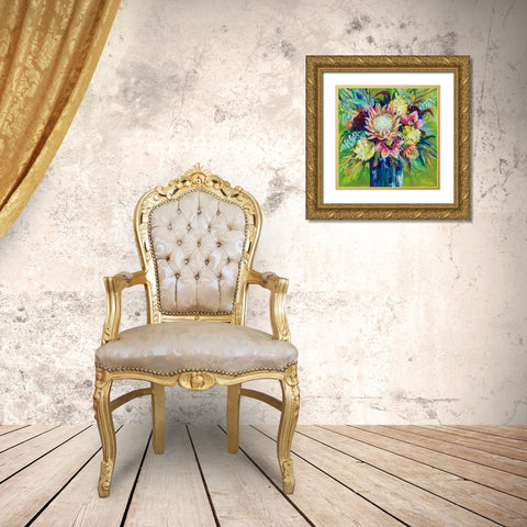 Marias Bouquet Gold Ornate Wood Framed Art Print with Double Matting by Vertentes, Jeanette