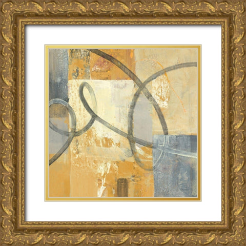 Ribbon Dance II Autumn Gold Ornate Wood Framed Art Print with Double Matting by Hristova, Albena