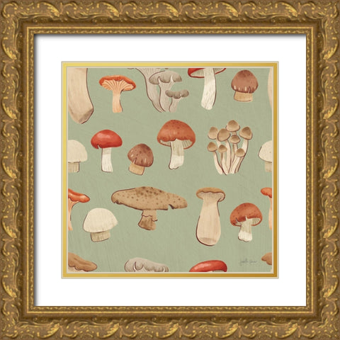 Mushroom Madness Pattern IIID Gold Ornate Wood Framed Art Print with Double Matting by Penner, Janelle