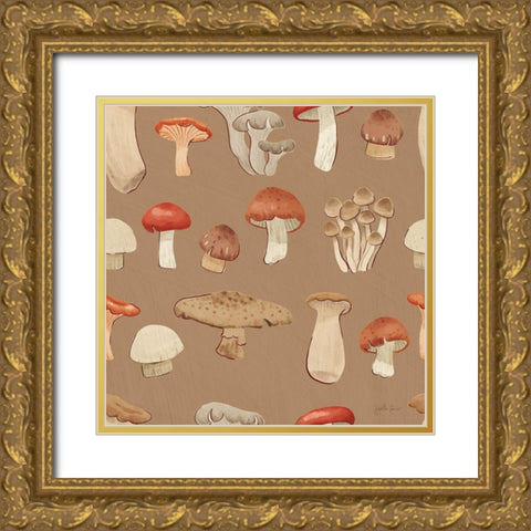 Mushroom Madness Pattern IIIE Gold Ornate Wood Framed Art Print with Double Matting by Penner, Janelle
