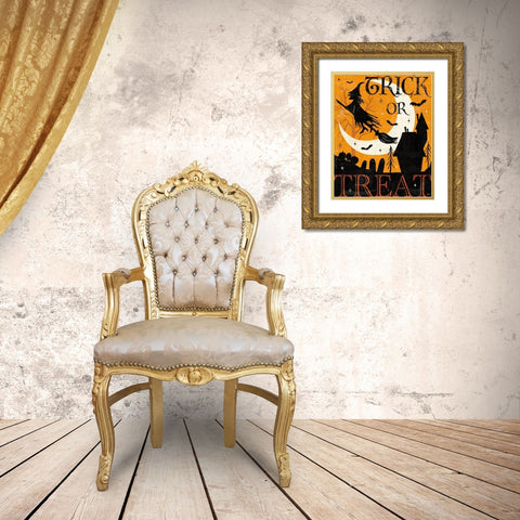 Halloween is Calling II Gold Ornate Wood Framed Art Print with Double Matting by Charron, Veronique