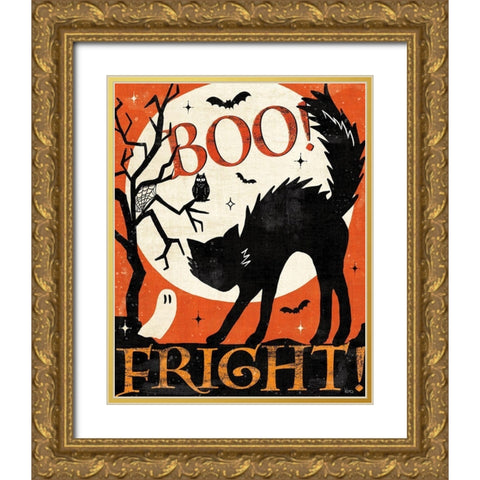 Halloween is Calling V Gold Ornate Wood Framed Art Print with Double Matting by Charron, Veronique