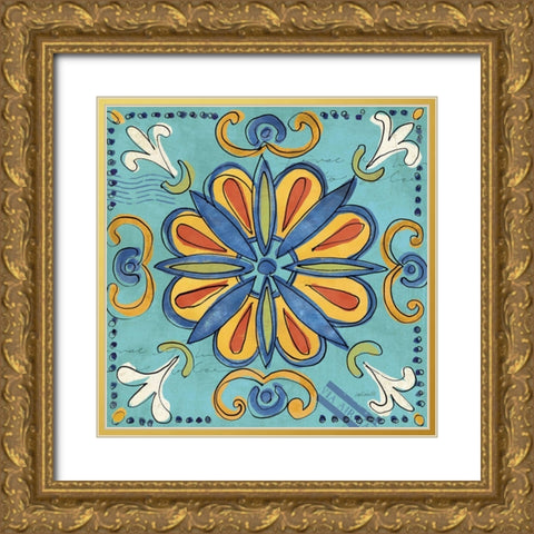 Tuscan Sun Tiles IV Color Talavera Gold Ornate Wood Framed Art Print with Double Matting by Tavoletti, Anne