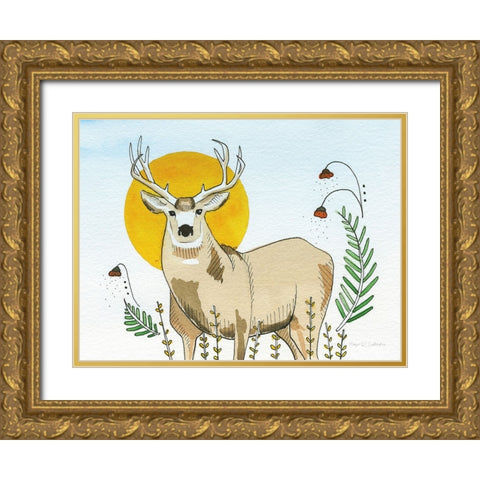 Spirit Deer Gold Ornate Wood Framed Art Print with Double Matting by Gallagher, Megan