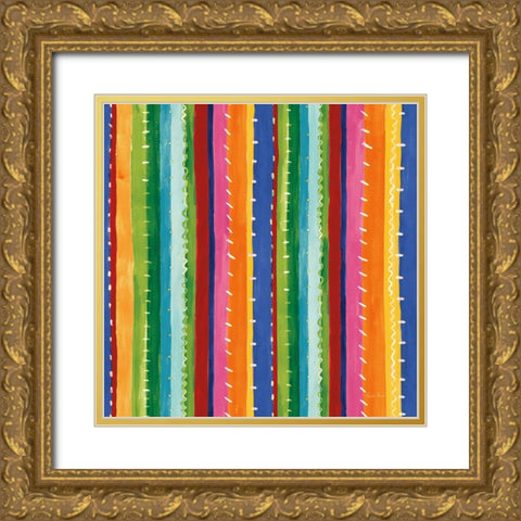 Mucho Caliente Pattern II Light Gold Ornate Wood Framed Art Print with Double Matting by Zaman, Farida