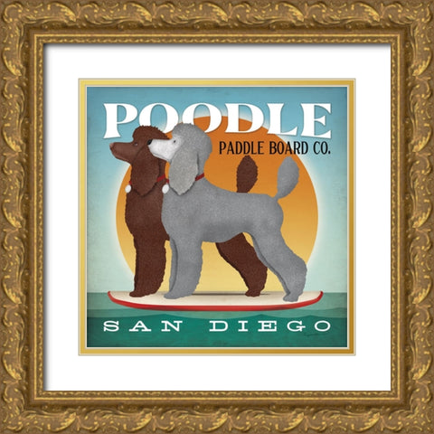 Double Poodle Paddle Board Gold Ornate Wood Framed Art Print with Double Matting by Fowler, Ryan