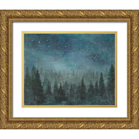 Clearest Night Gold Ornate Wood Framed Art Print with Double Matting by Nai, Danhui