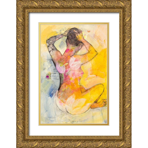 Floral Figures I Gold Ornate Wood Framed Art Print with Double Matting by Hristova, Albena