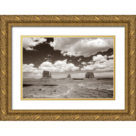 Monument Valley I Sepia Gold Ornate Wood Framed Art Print with Double Matting by Van Swearingen, Debra