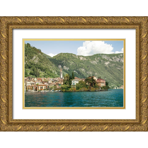 Lake Como Village IV Gold Ornate Wood Framed Art Print with Double Matting by Aledanda