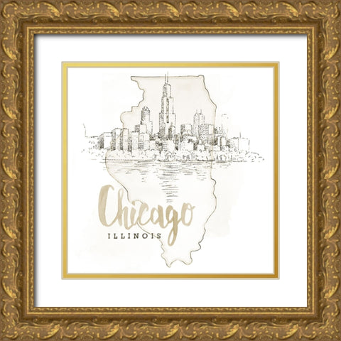 US Cities VI Gold Ornate Wood Framed Art Print with Double Matting by Grove, Beth