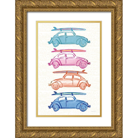 Laguna Cars Gold Ornate Wood Framed Art Print with Double Matting by Charro, Mercedes Lopez