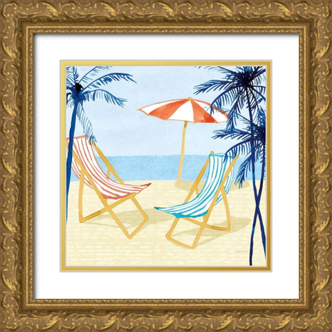 Laguna Lounging I Gold Ornate Wood Framed Art Print with Double Matting by Charro, Mercedes Lopez