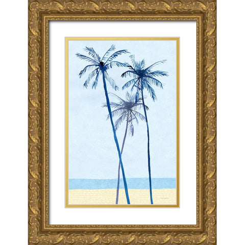 Laguna Palms Triptych II Gold Ornate Wood Framed Art Print with Double Matting by Charro, Mercedes Lopez