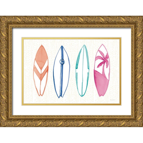 Laguna Surfboards I Gold Ornate Wood Framed Art Print with Double Matting by Charro, Mercedes Lopez