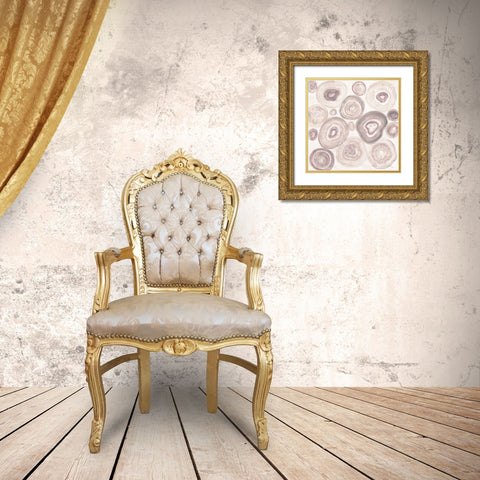 Rings of Power Blush Gold Ornate Wood Framed Art Print with Double Matting by Hristova, Albena
