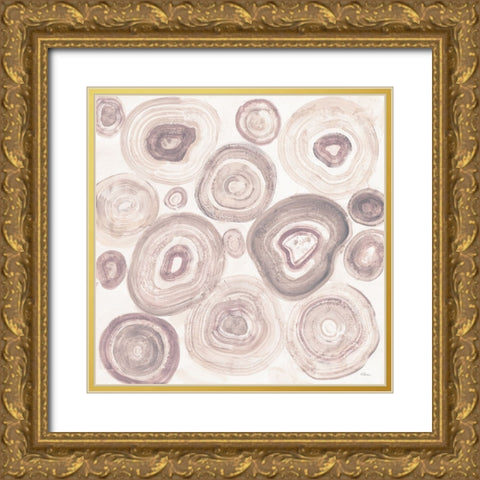 Rings of Power Blush Gold Ornate Wood Framed Art Print with Double Matting by Hristova, Albena