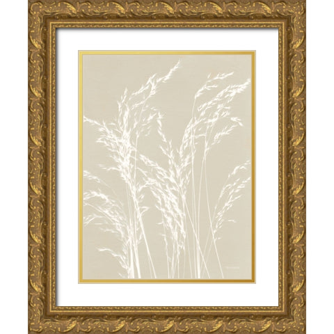 Ornamental Grass V Neutral Gold Ornate Wood Framed Art Print with Double Matting by Ferguson, Kathy