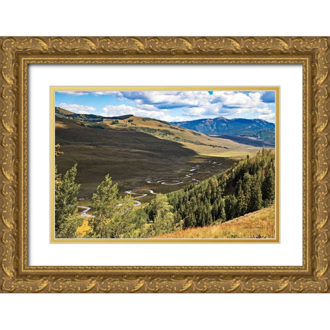 Colorado Valley Gold Ornate Wood Framed Art Print with Double Matting by Van Swearingen, Debra