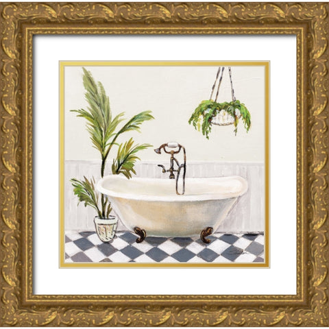Crisp Cottage Bathroom I Gold Ornate Wood Framed Art Print with Double Matting by Vassileva, Silvia