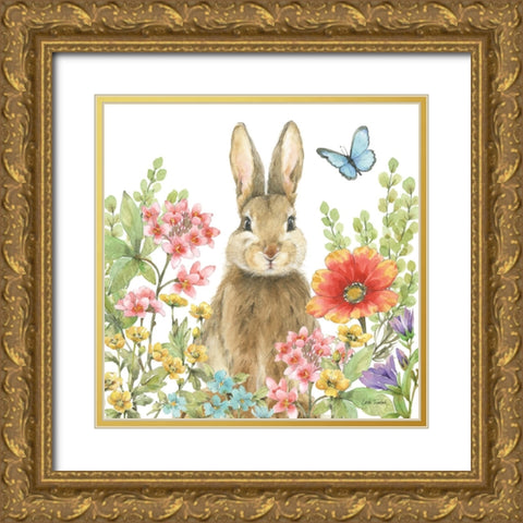 Garden Bunnies III Gold Ornate Wood Framed Art Print with Double Matting by Trimbach, Leslie
