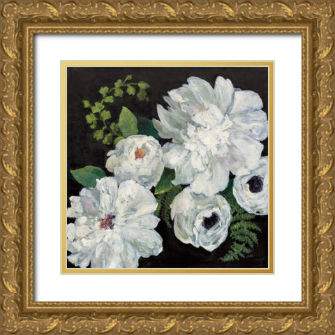Midnight Bouquet II Gold Ornate Wood Framed Art Print with Double Matting by Purinton, Julia