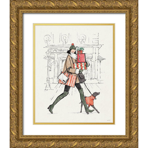 Holiday Fashionistas IV Gold Ornate Wood Framed Art Print with Double Matting by Tavoletti, Anne