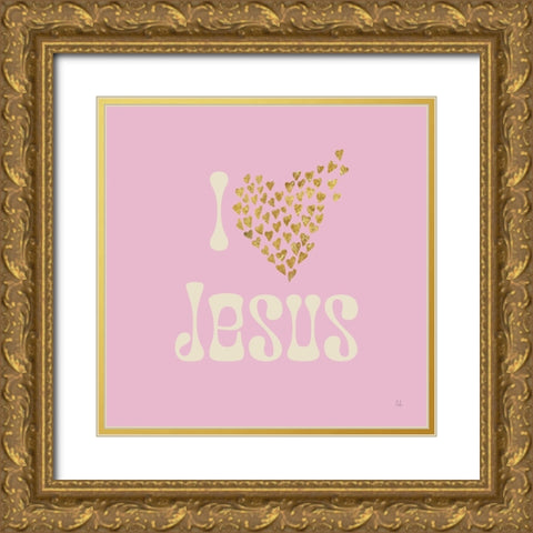 I Love Jesus Gold Ornate Wood Framed Art Print with Double Matting by Adams, Sarah