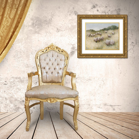 Flock Gold Ornate Wood Framed Art Print with Double Matting by Purinton, Julia