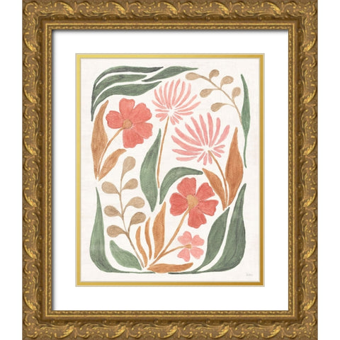 Floral Abstract II Gold Ornate Wood Framed Art Print with Double Matting by Charron, Veronique