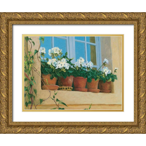 Chateau Creancey Window Gold Ornate Wood Framed Art Print with Double Matting by Novak, Shirley