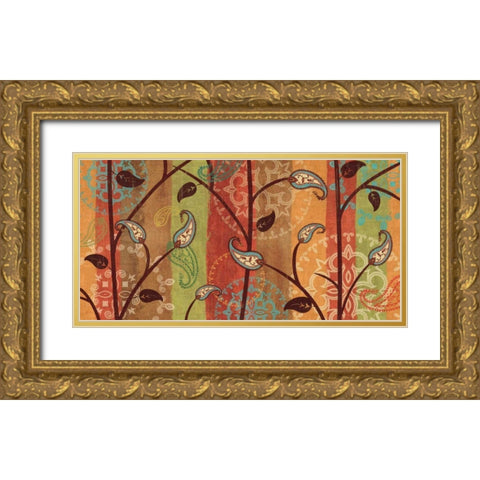 Paisley Garden Gold Ornate Wood Framed Art Print with Double Matting by Charron, Veronique