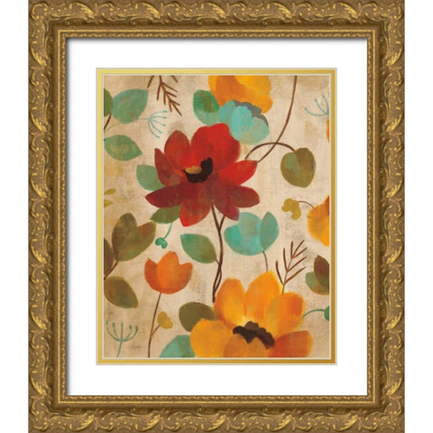 Vibrant Embroidery II Gold Ornate Wood Framed Art Print with Double Matting by Vassileva, Silvia