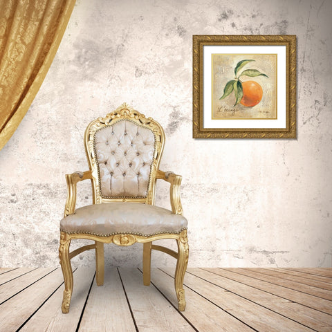 L Orange Gold Ornate Wood Framed Art Print with Double Matting by Vassileva, Silvia