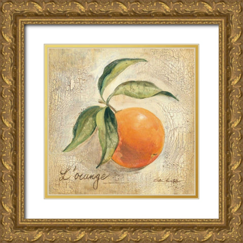L Orange Gold Ornate Wood Framed Art Print with Double Matting by Vassileva, Silvia