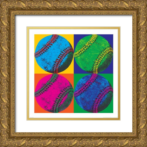 Ball Four Baseball Gold Ornate Wood Framed Art Print with Double Matting by Wild Apple Portfolio