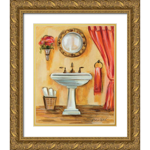 Tuscan Bath IV Gold Ornate Wood Framed Art Print with Double Matting by Vassileva, Silvia