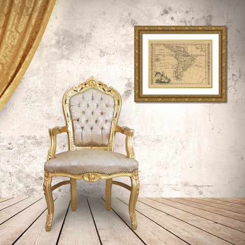 South America 1802 Gold Ornate Wood Framed Art Print with Double Matting by World Map