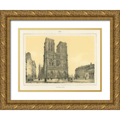 Notre Dame Gold Ornate Wood Framed Art Print with Double Matting by Anonymous