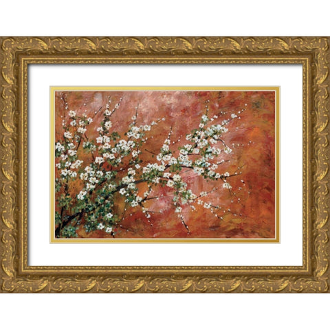 Wild Plum Blossoms Gold Ornate Wood Framed Art Print with Double Matting by Alexander, Zachary