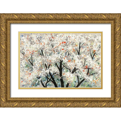 Pear Blossoms in Spring Gold Ornate Wood Framed Art Print with Double Matting by Alves, Helena